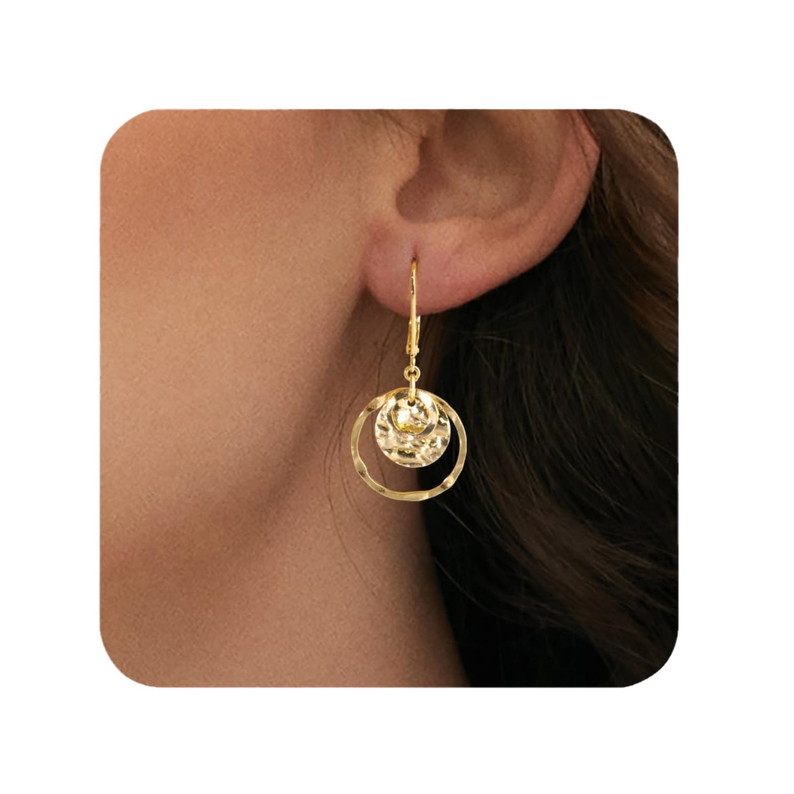 Brass Irregular Wafer Ring Ear Clip