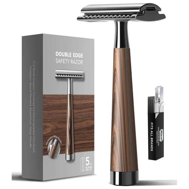 Men's Shaver Brushed Wooden Handle Imitation Wood Grain - Shop at LoveMi