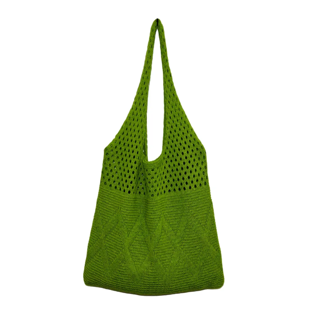 Bag Knitted Shoulder Bag Large Capacity Totes Vintage - Green