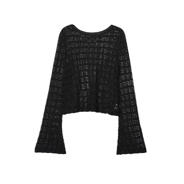 Women's Hollow Jacquard Mesh Short Sweater - Shop at LoveMi