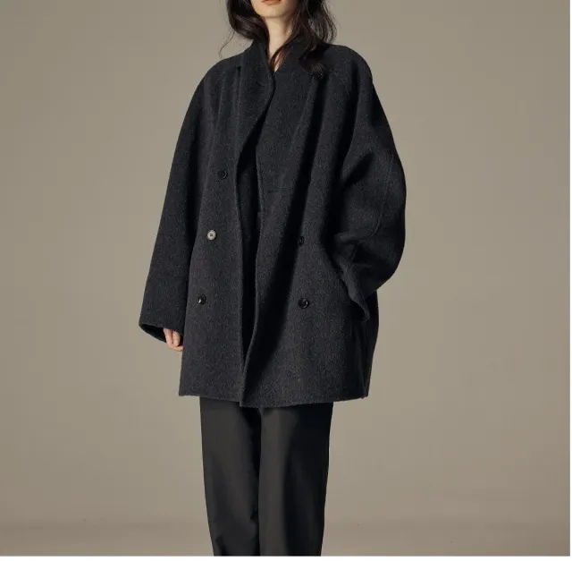 Elegant Winter Double sided Wool Women's Coat Dark Gray - Shop at LoveMi