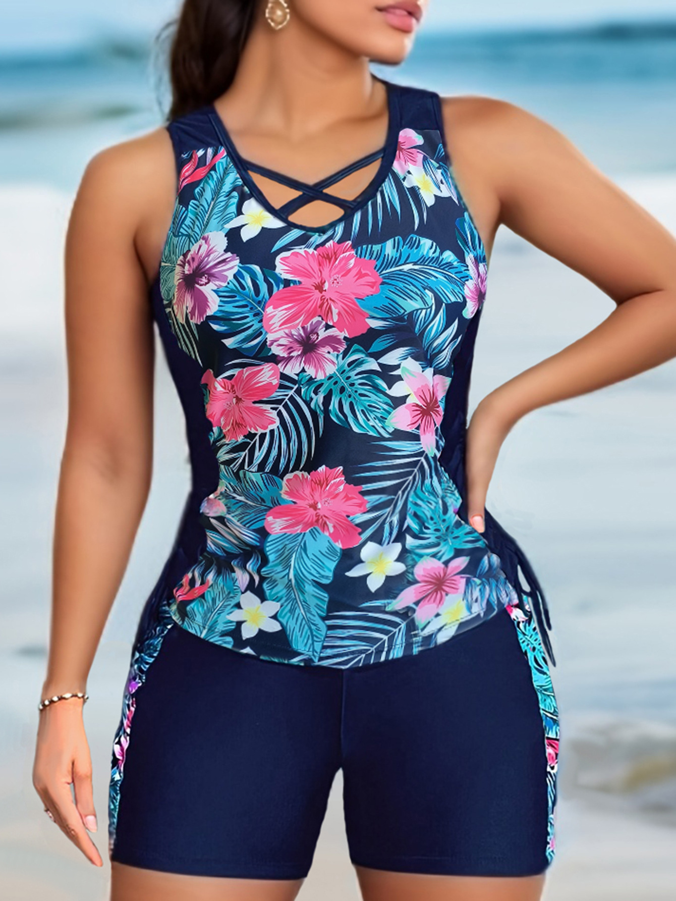 Title 7, Plus Size Bikini mit Print, zweiteiliger Badean...