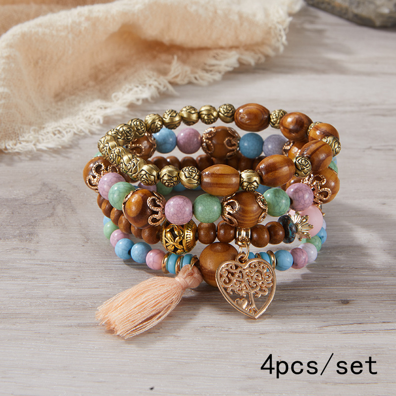 Bohemian Multi-layer Wooden Bead Beaded Bracelet