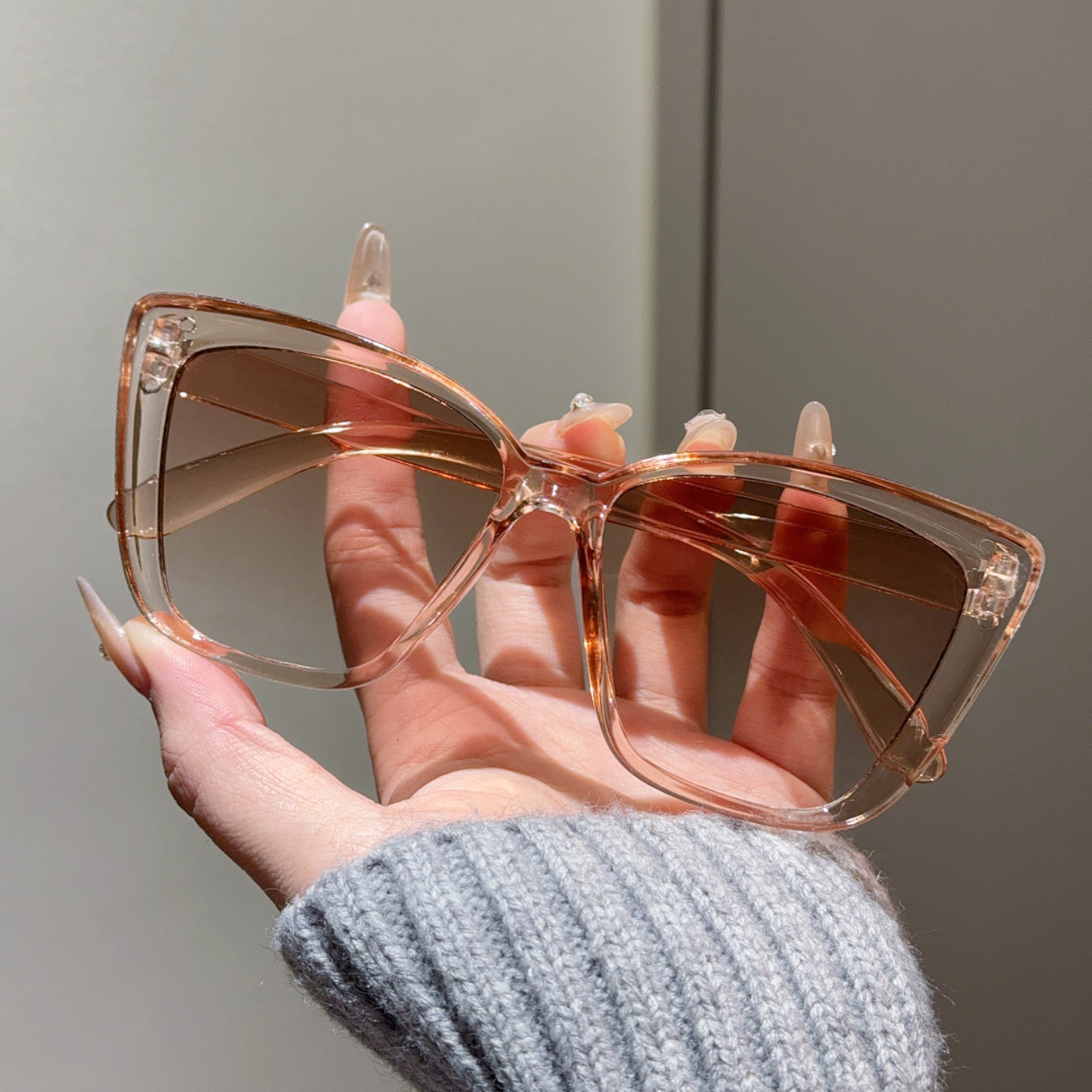 Versatile Slimming High-grade Sunglasses Large Frame Plain Glasses - Image 4