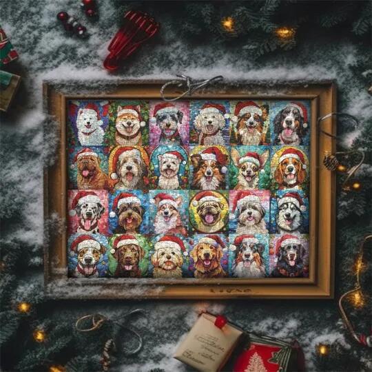 Merry christmas advent calendar puzzle (dog puzzle)