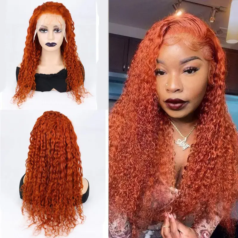Simple and Casual Water Wave Orange Wig