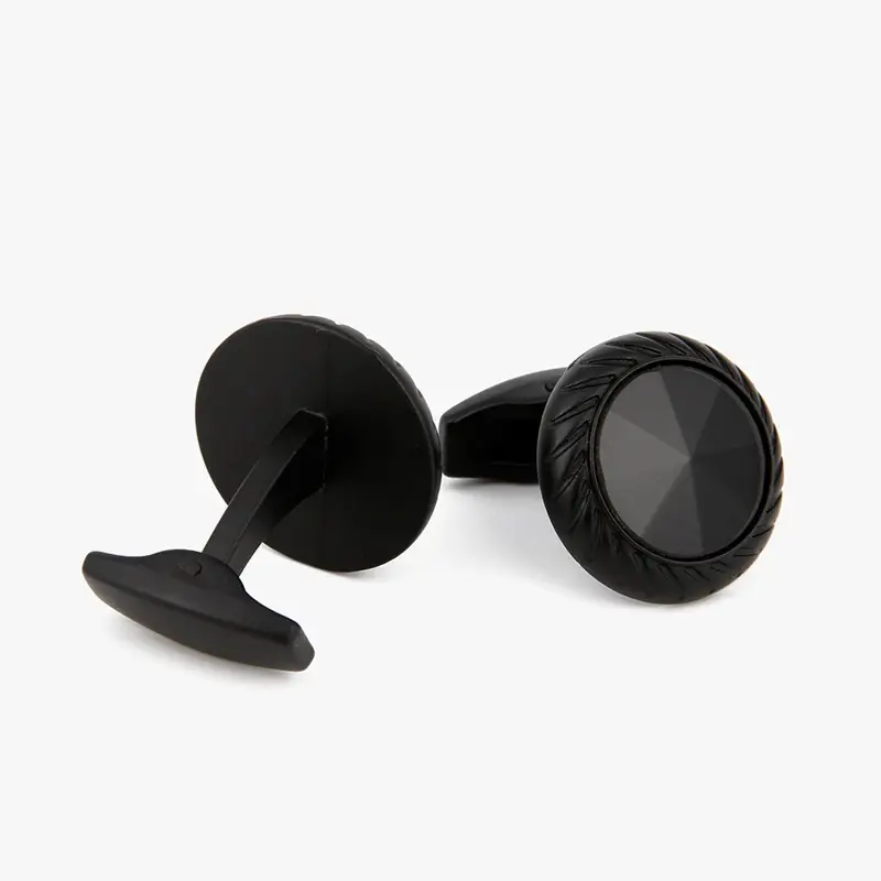 High Quality Cool Sand Black Round Shirt Cufflink
