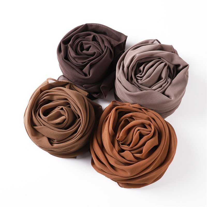 Solid Color Pearl Chiffon Scarf Head Covering Monochrome