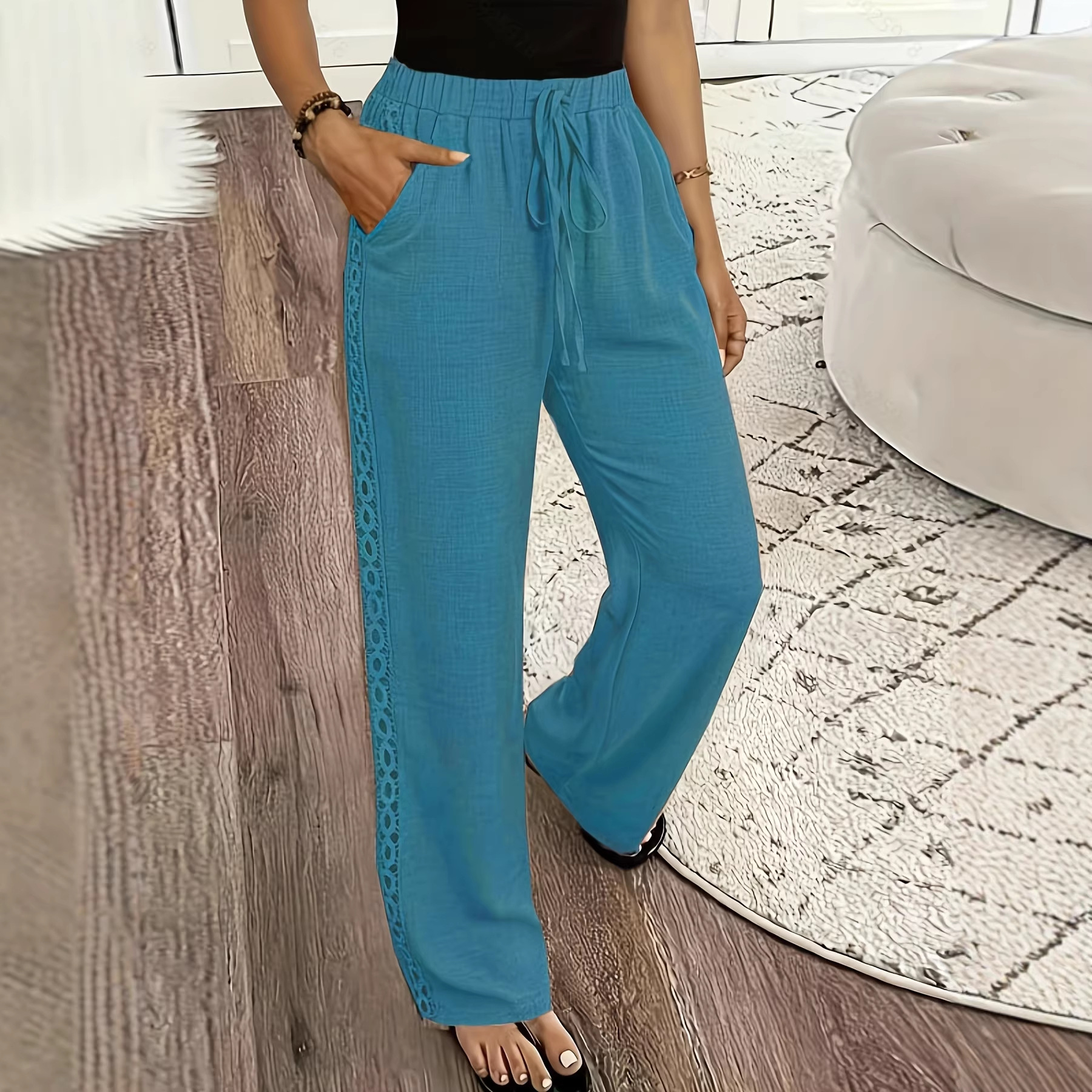 Slanted-pocket Casual Pants For Women In European And American Styles Long Pants