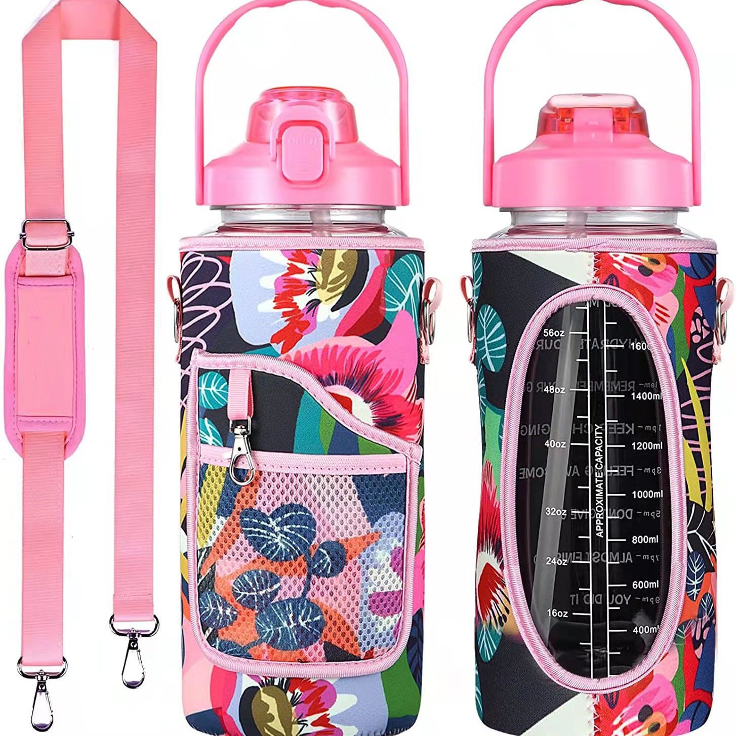 Sports Water Bottle Sleeve Handheld Strap Protective Cover Portable