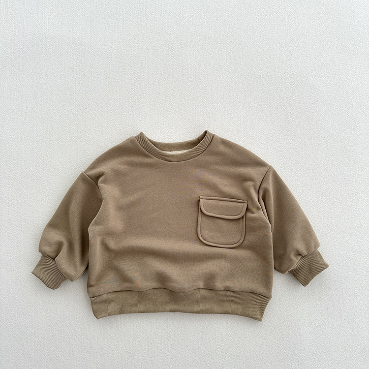 Loose Pockets Solid Color Pullover