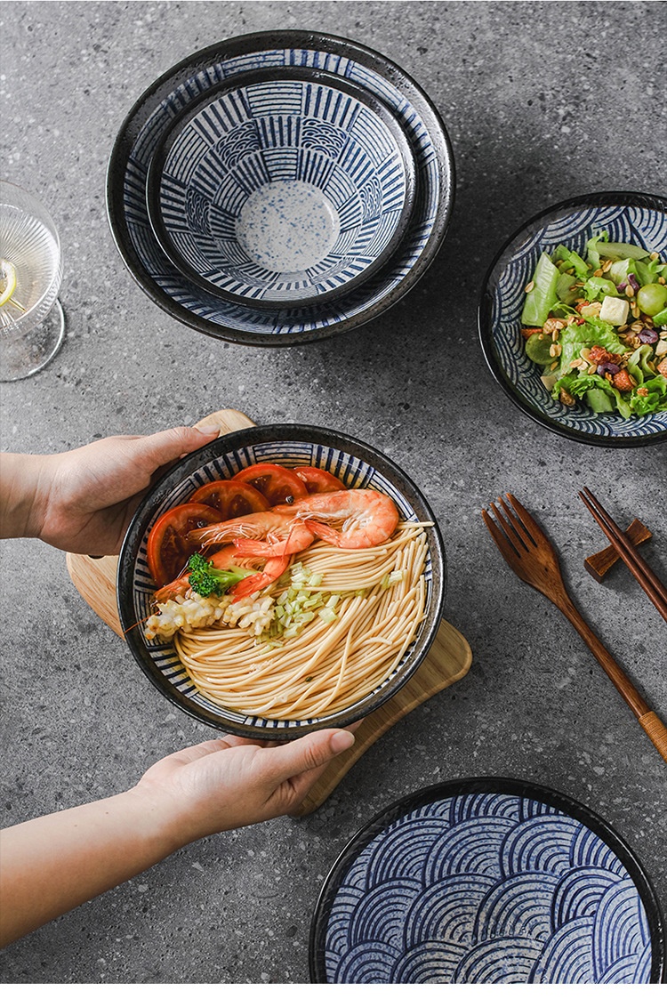 وعاء رامين سيراميك بنقشة تشينهى الفاخرة على الطراز العتيق