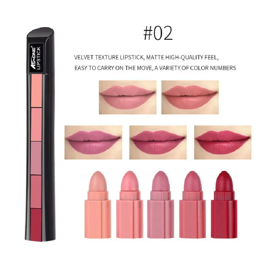 Matte 5-color Set Velvet Lip Stick Non-stick Lip Gloss Long Lasting Waterproof Sexy Red Lipstick