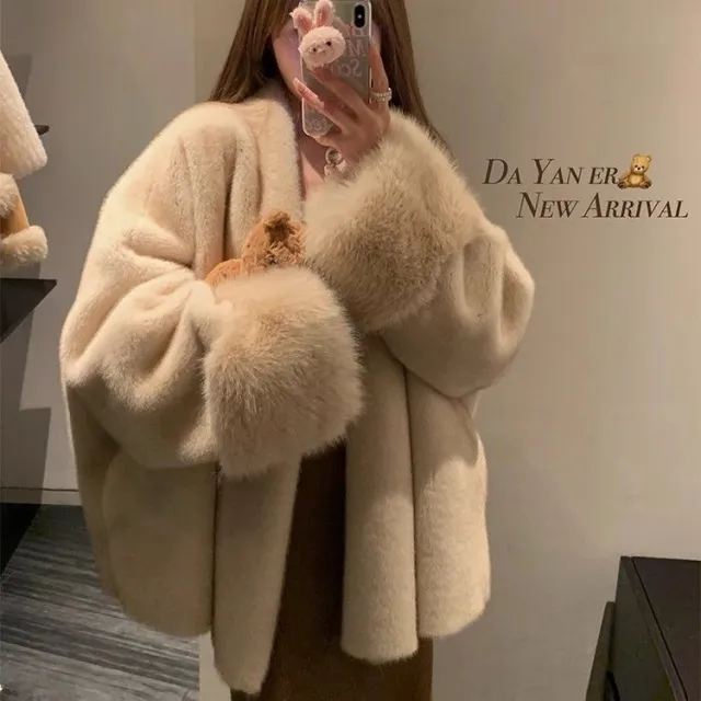 Elegant Loose fit Fashion Coat For Women Beige - Shop at LoveMi