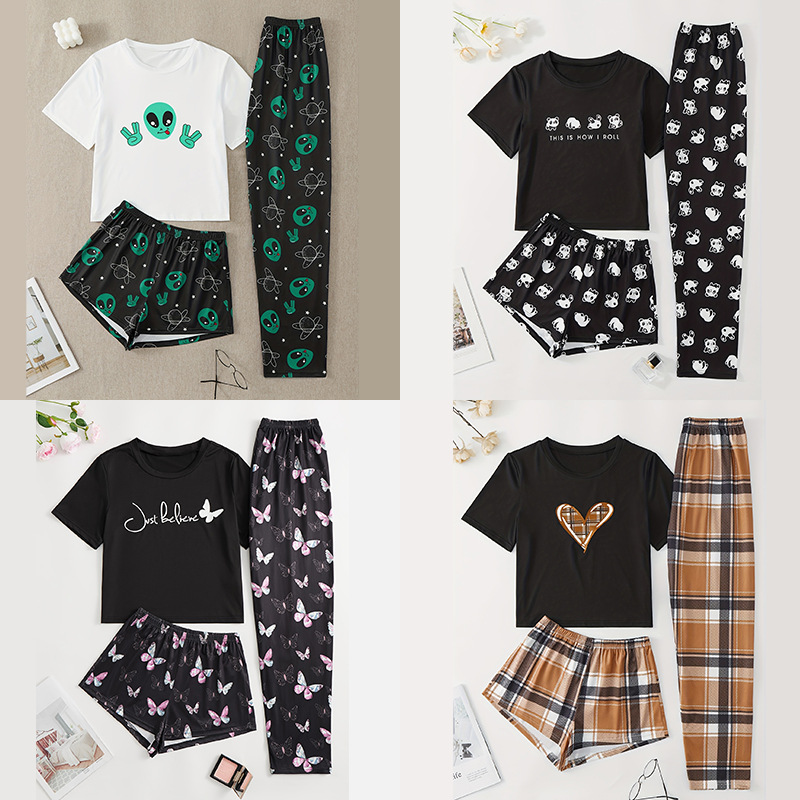 Women's Fashion Casual Shorts Pajamas Suit