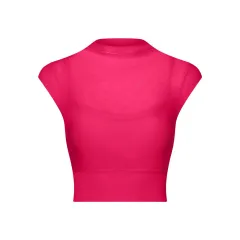 Mesh Yoga Clothes Flounced Sleeve Running Quick-drying Sports Bra With Chest Pad - Raspberry Powder - View 1
