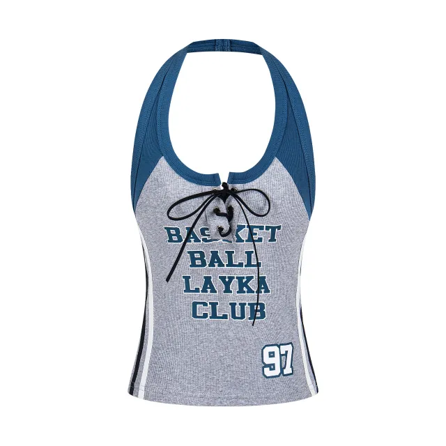 Retro High grade Niche Design Wear Slimming Women's Halter Vest Flower Gray - Shop at LoveMi