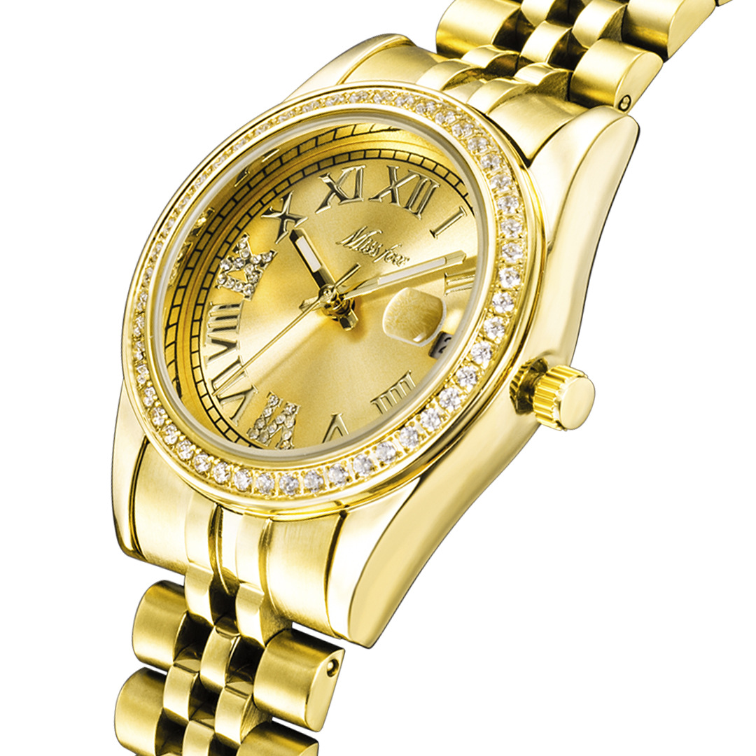 Womens Stylish Minimalist Elegant Luminous Stainless-steel Watch With Diamond Accents 6