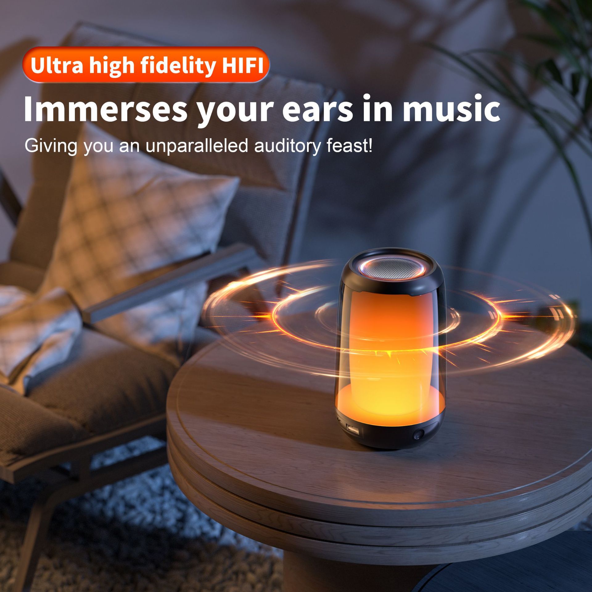New Bluetooth Speaker Colorful LED Light Wireless Mini-Portable