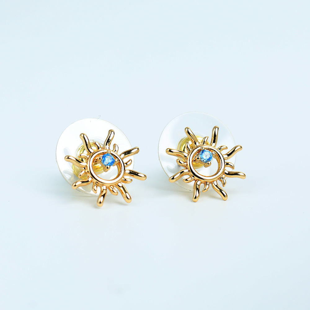 Fashion Sun Flower Ear Studs Hollow Women