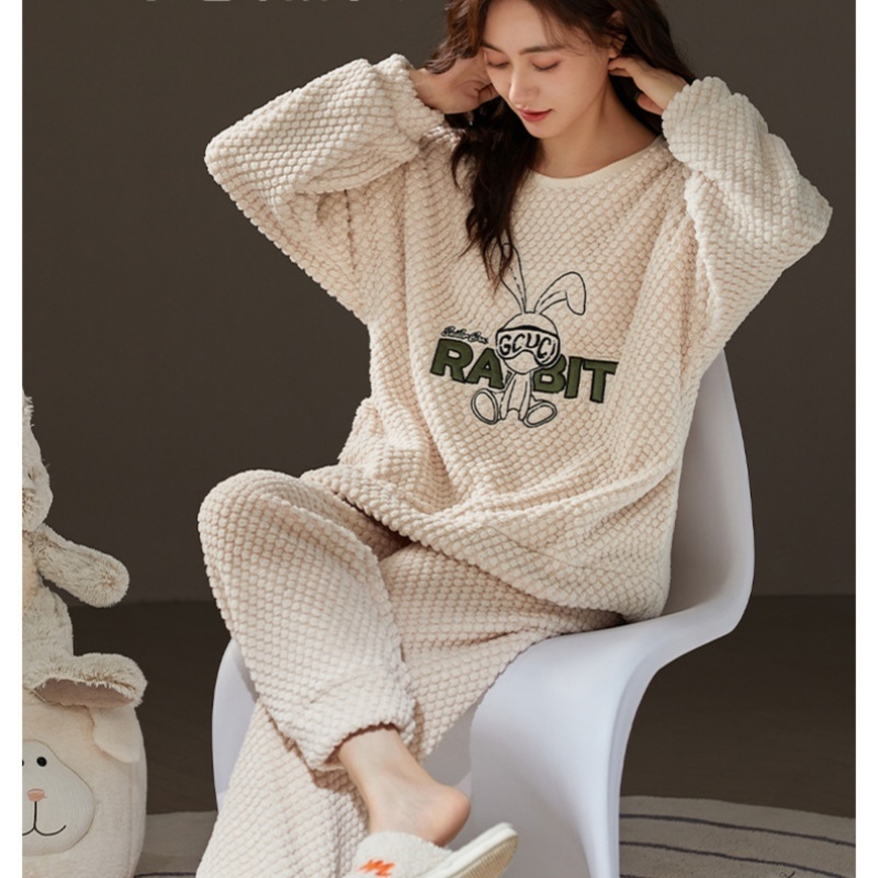 Couple Coral Fleece Thermal Pajamas Women's Long Sleeve Suit - Image 8