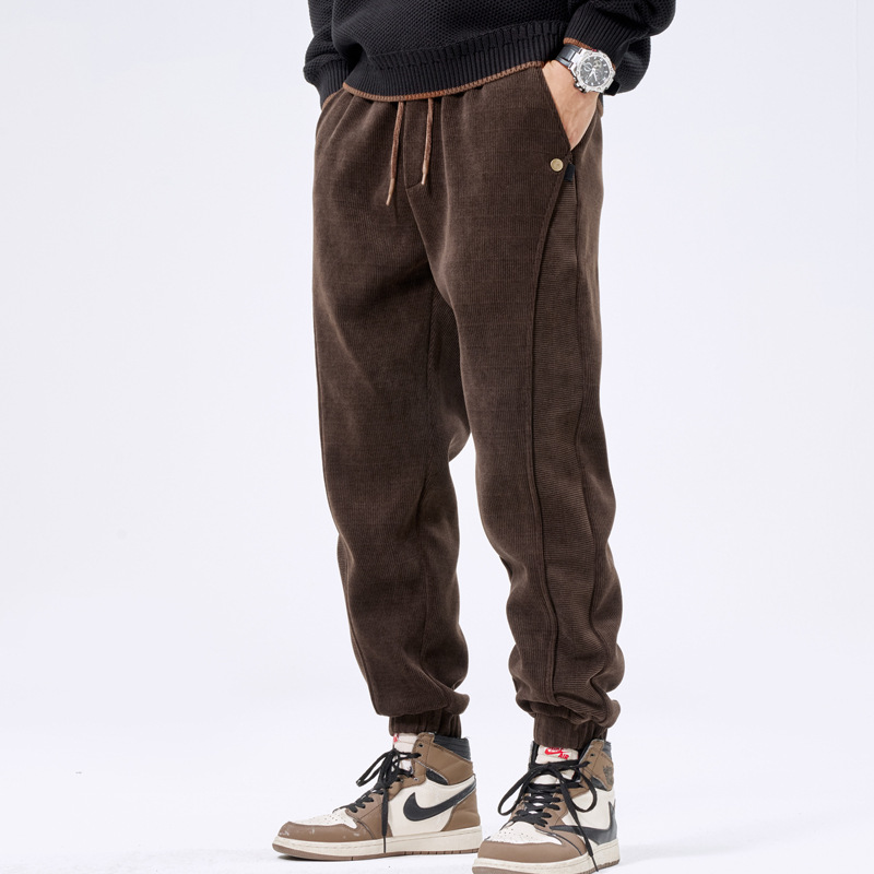 $29.23 Autumn And Winter Ankle-tied Japanese Corduroy Retro Casual Sports Pants Men