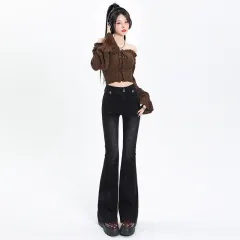 Vintage Vibe Patchwork Skinny Jeans - Black And Gray Regular - View 1