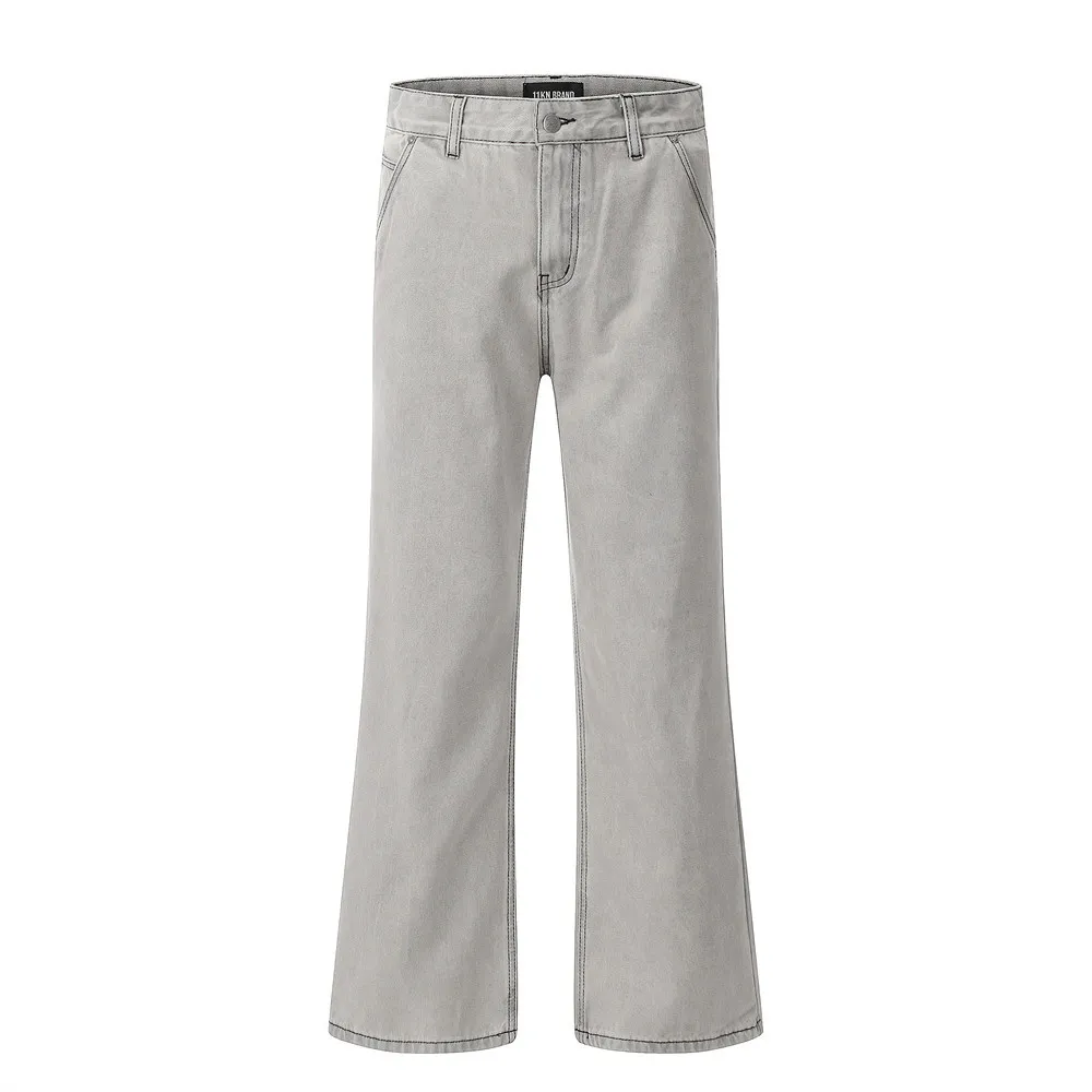 Denim Men's Bootcut Trousers Topstitching Loose