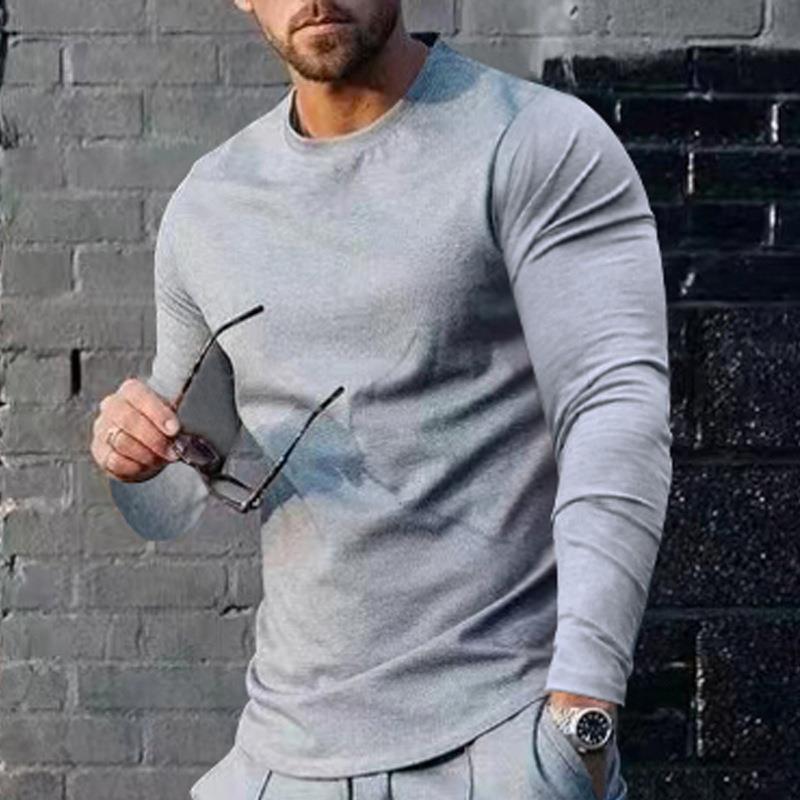 Title 6, Mens long-sleeved solid color top, trendy loos...