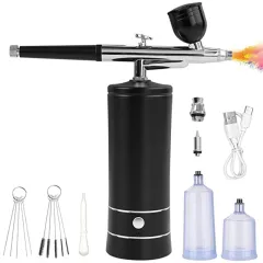 Air Compressor Kit Electric Spray Gun Beauty Nail Art Painting Spraying Oxygen Injection Skin Spray - Black Brush Mouth - View 1