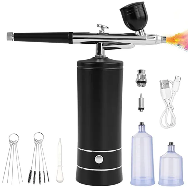 Air Compressor Kit Electric Spray Gun Beauty Nail Art Painting Spraying Oxygen Injection Skin Spray Black Brush Mouth - Shop at LoveMi