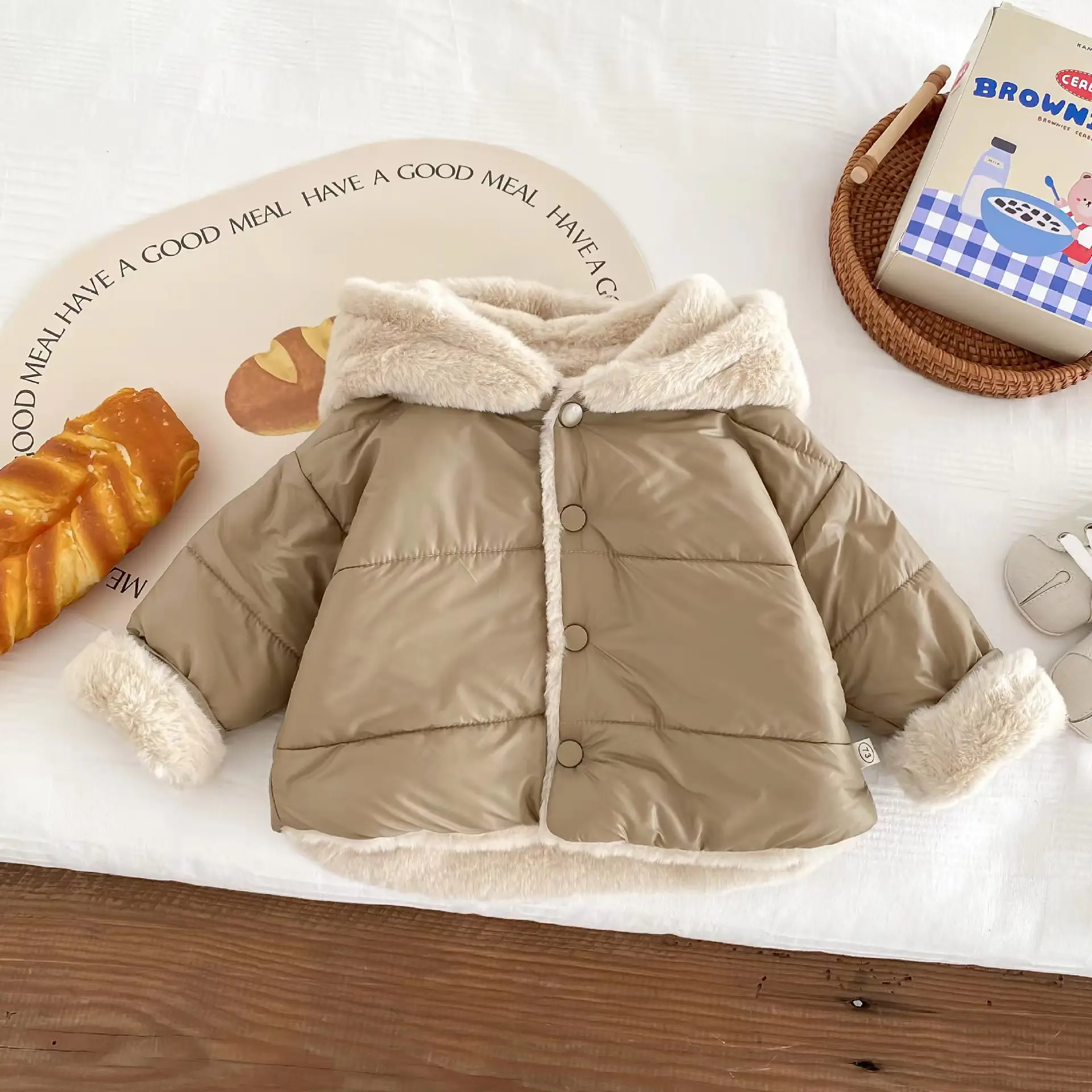 Children Fleece-lined Furry Coat