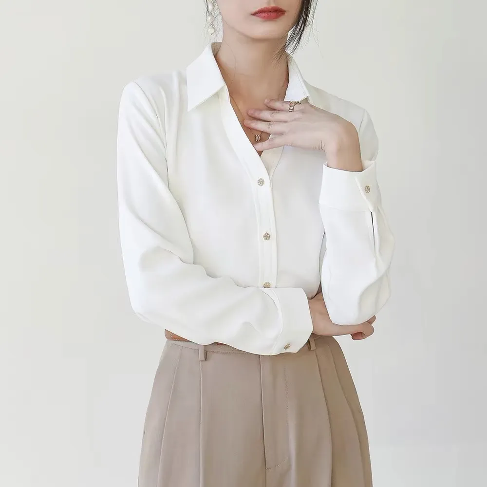 Long-sleeved Purple New Inner Wear French Top - White