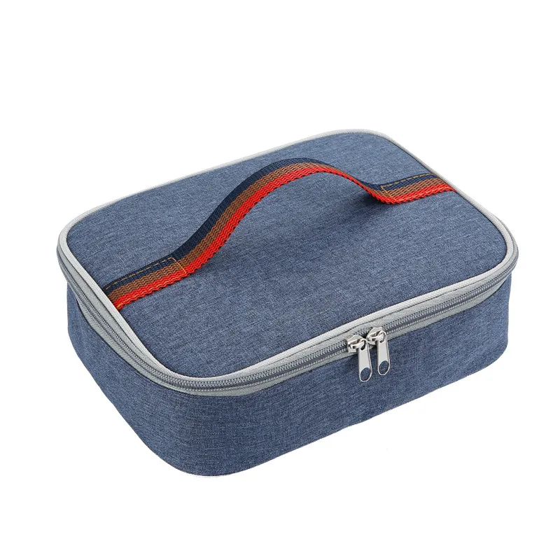 Japanese Oxford Cloth Portable Insulated Thick Aluminum Foil Lunch Thermal Bag - Blue