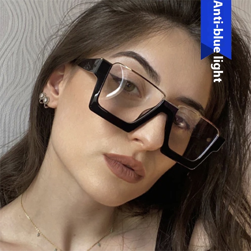 Retro Simple Versatile Artistic Lower Semi-rimless Square Plain Glasses - Image 19