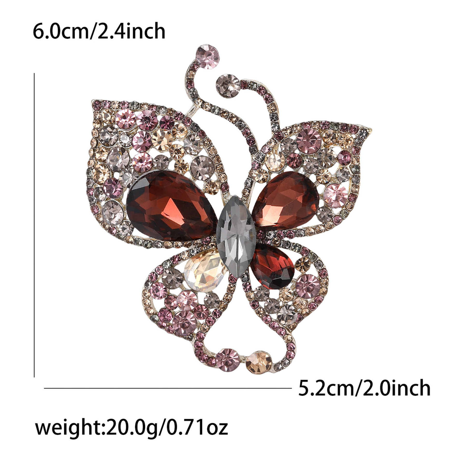 Diamond Inlay Butterfly Brooch White K Blue