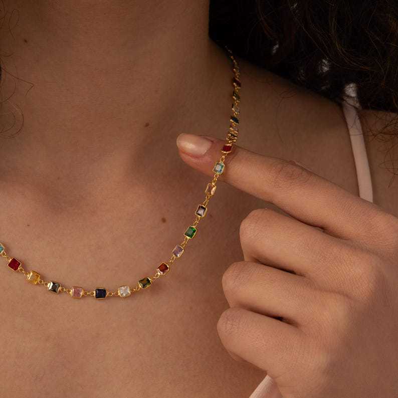 Retro-style Colorful Zircon Womens Necklace