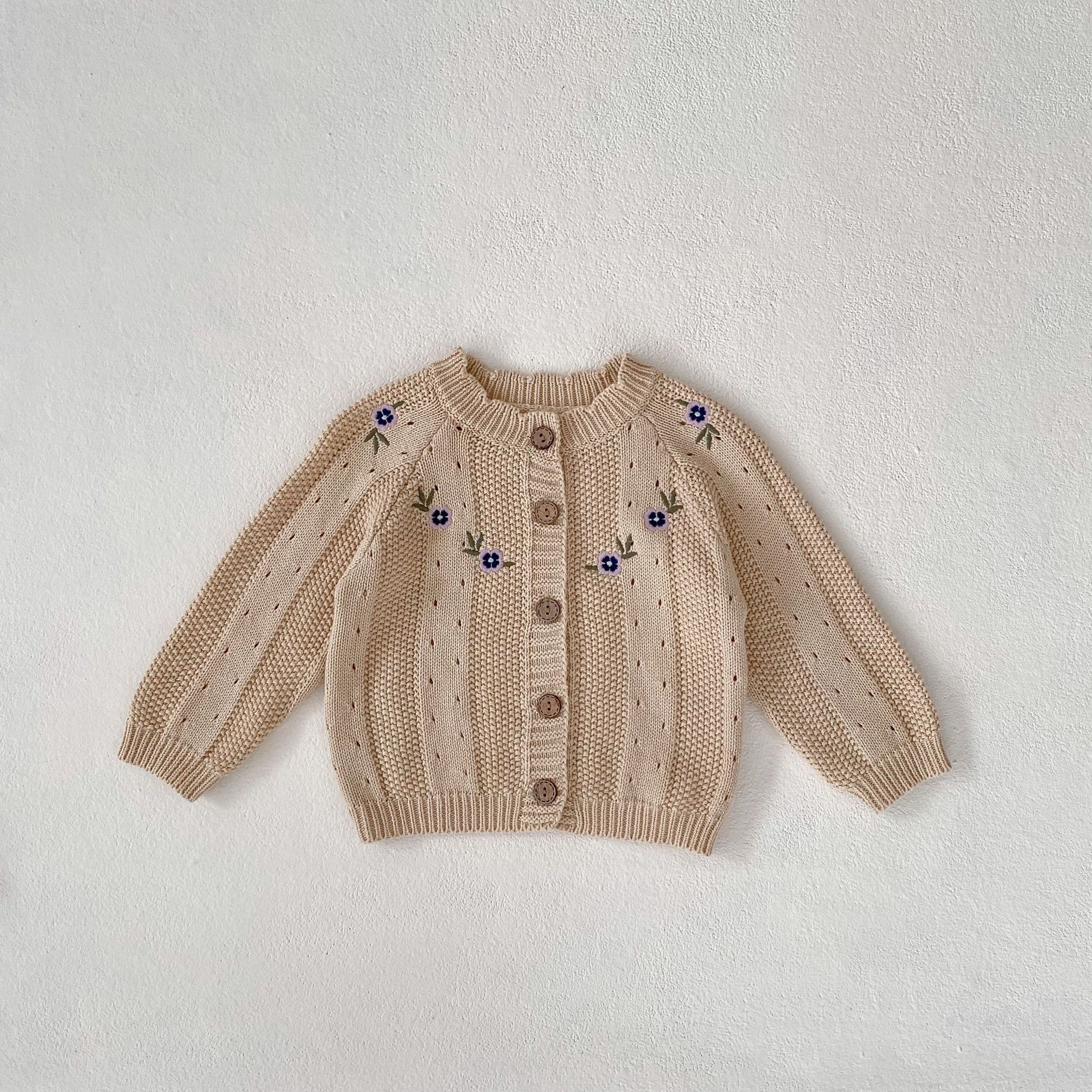 Children's Embroidery Hollow Knitted Coat Romper 2-piece Set
