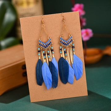 V-shaped Personality Long Feather Earrings