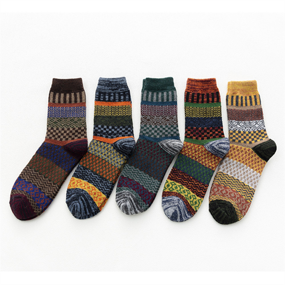 Title 2, Mens Stripe Thickened Mid-tube Wool Socks. War...