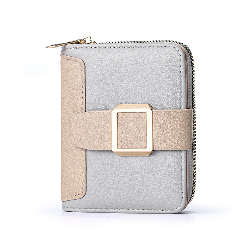 Women's Short Zipper Vertical Buckle Small Wallet Gray - Shop at LoveMi