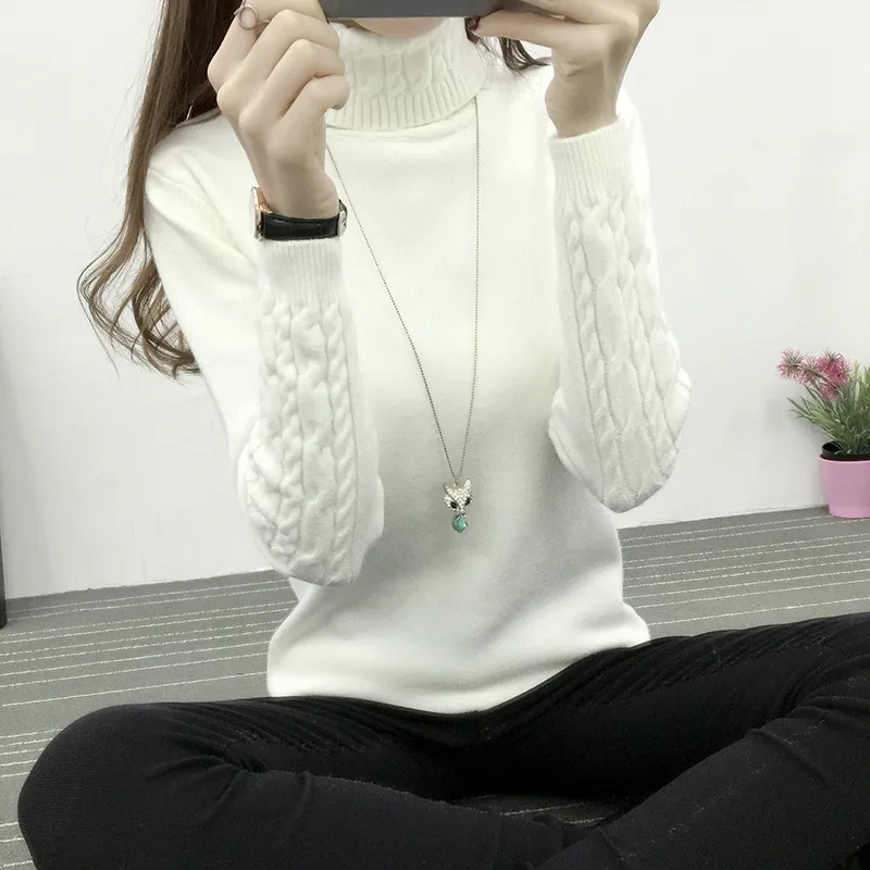 Thickened Slim Fit Slimming Sweater - Cream