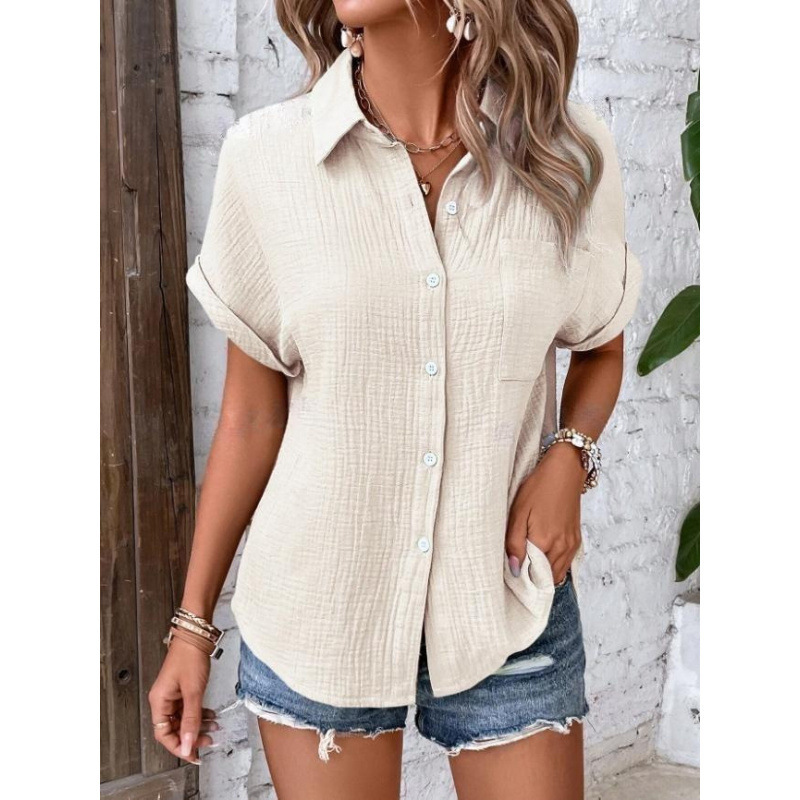 Womens Cotton Casual Button-Down Shirt