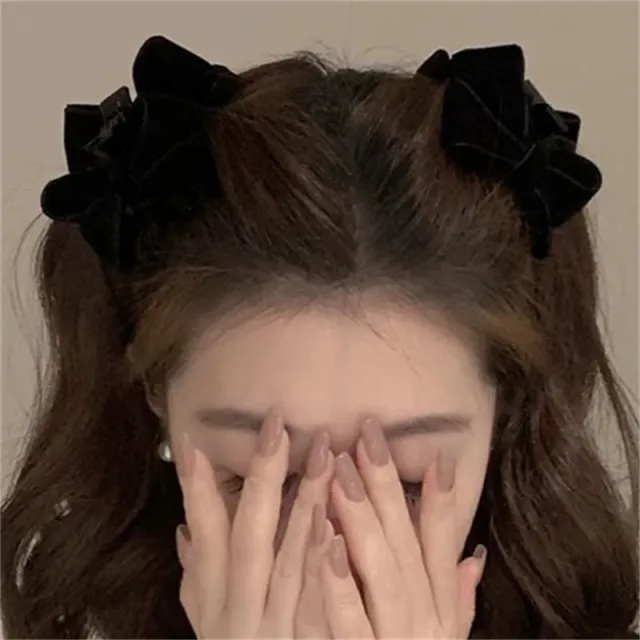 Cute Leopard Bow Barrettes Exquisite High grade Bang Clip Accessories Black Suede Bow - Shop at LoveMi
