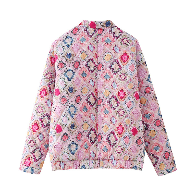 Warm Cotton Padded Crew-Neck Jacket, Lotus Pink Warm Cotton Padded Crew-Neck Jacket, Lotus Pink