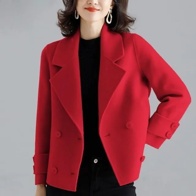 Women's Polyester Woolen Short Coat Suit Coat Bright Red - Shop at LoveMi