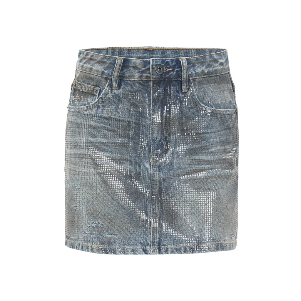 Sequined Hip Skirt Slim Fit Women's Skirt - Blue