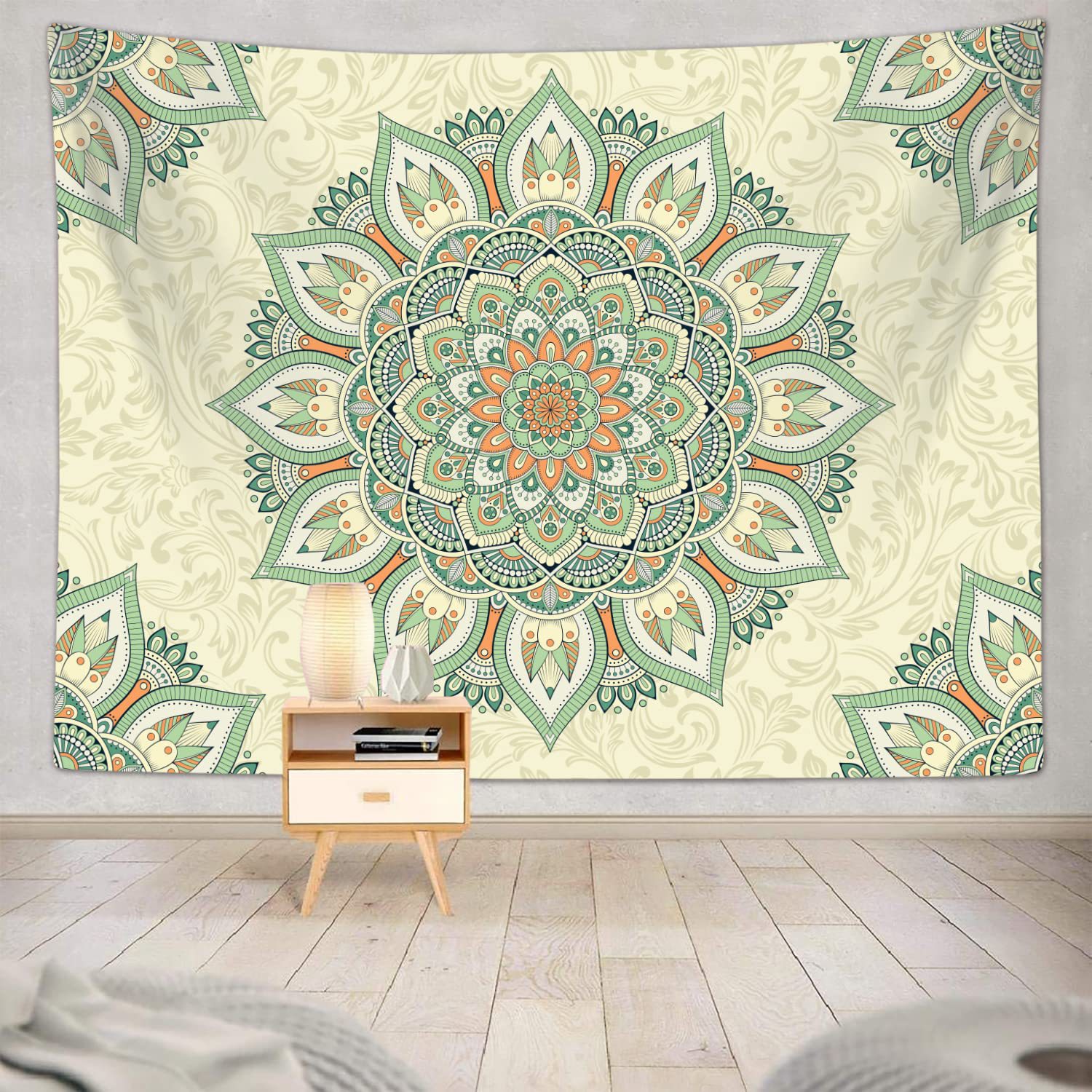 Bohemian Green Mandala Tapestry Bohemian Sage Green Wall Hanging