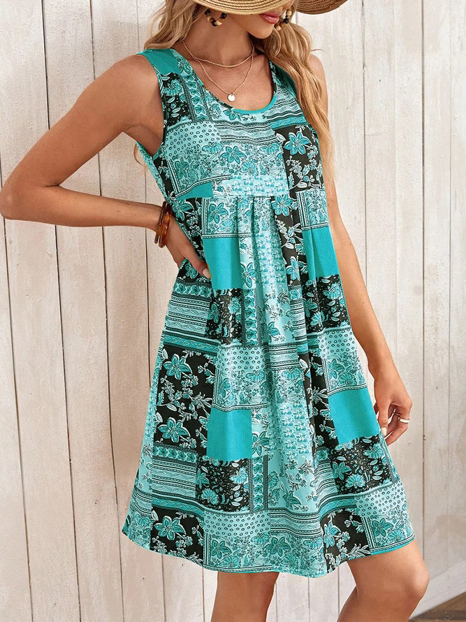 Spring And Summer Women's Clothing Women's Trendy Short Vest Printed Dress