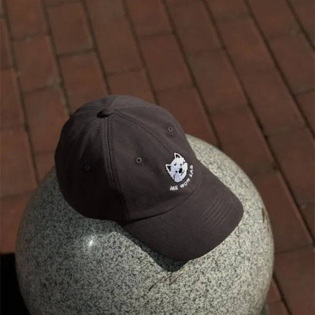 West Highland Embroidery Washed Cotton Baseball Cap Gray - Shop at LoveMi